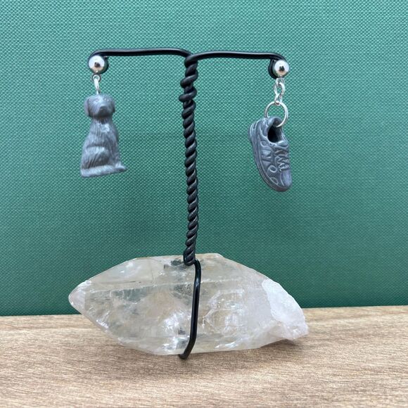 Upcycled Game Piece Earring-Hypoallergenic-Whimsy Dangle, Eco-Friendly, Handmade - Picture 2 of 7